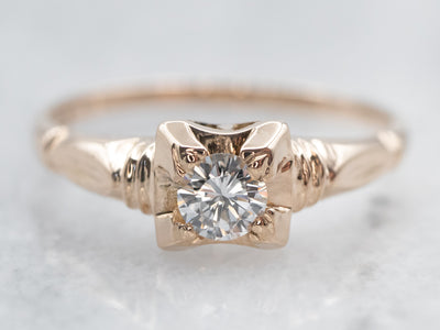Lovely Rose Gold Diamond Solitaire Engagement Ring