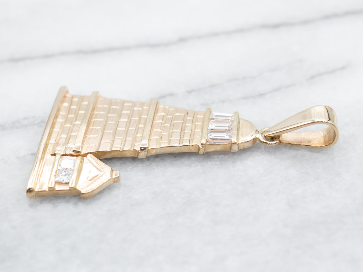Bold Diamond Encrusted Lighthouse Pendant