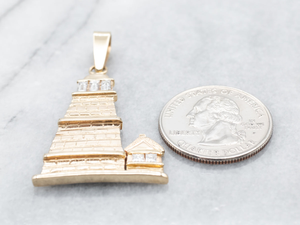 Bold Diamond Encrusted Lighthouse Pendant