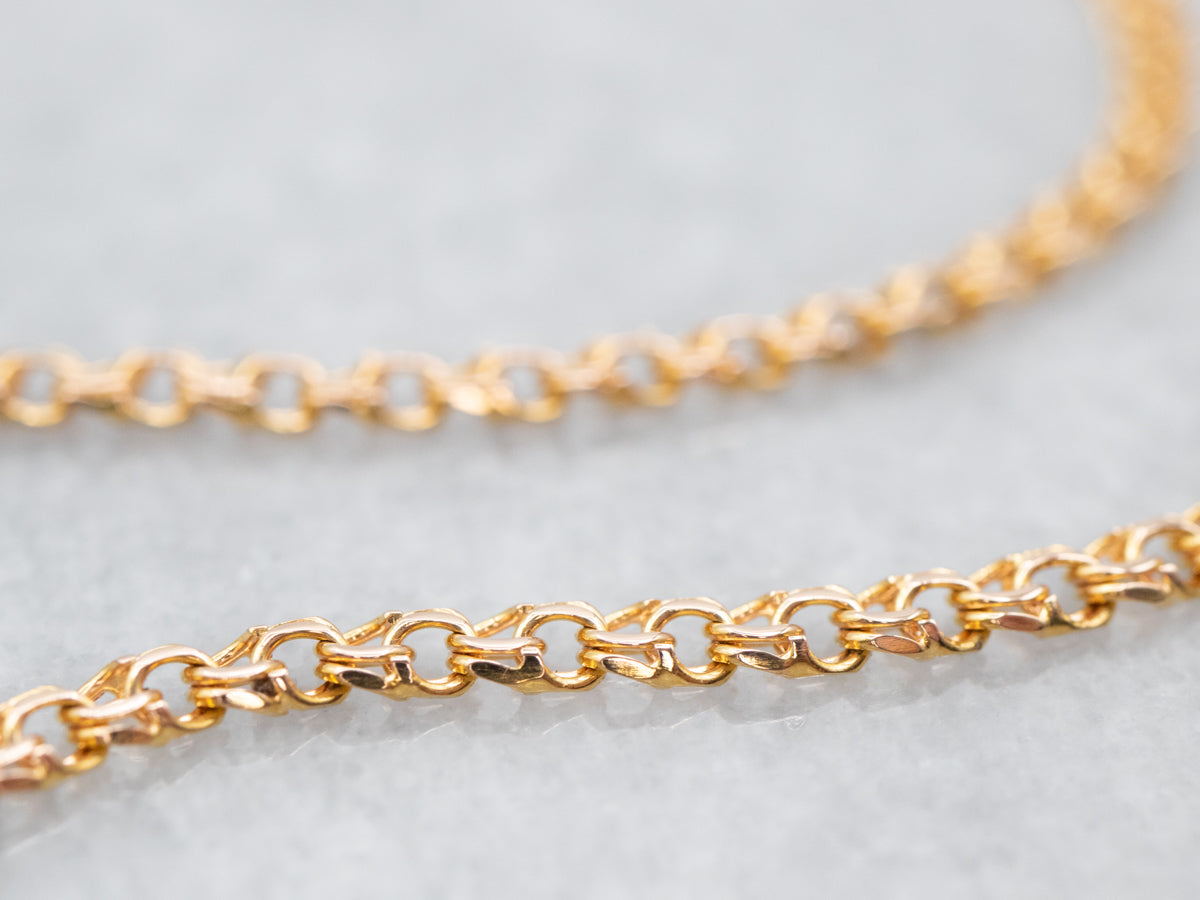 19K Yellow Gold Fancy Curb Chain