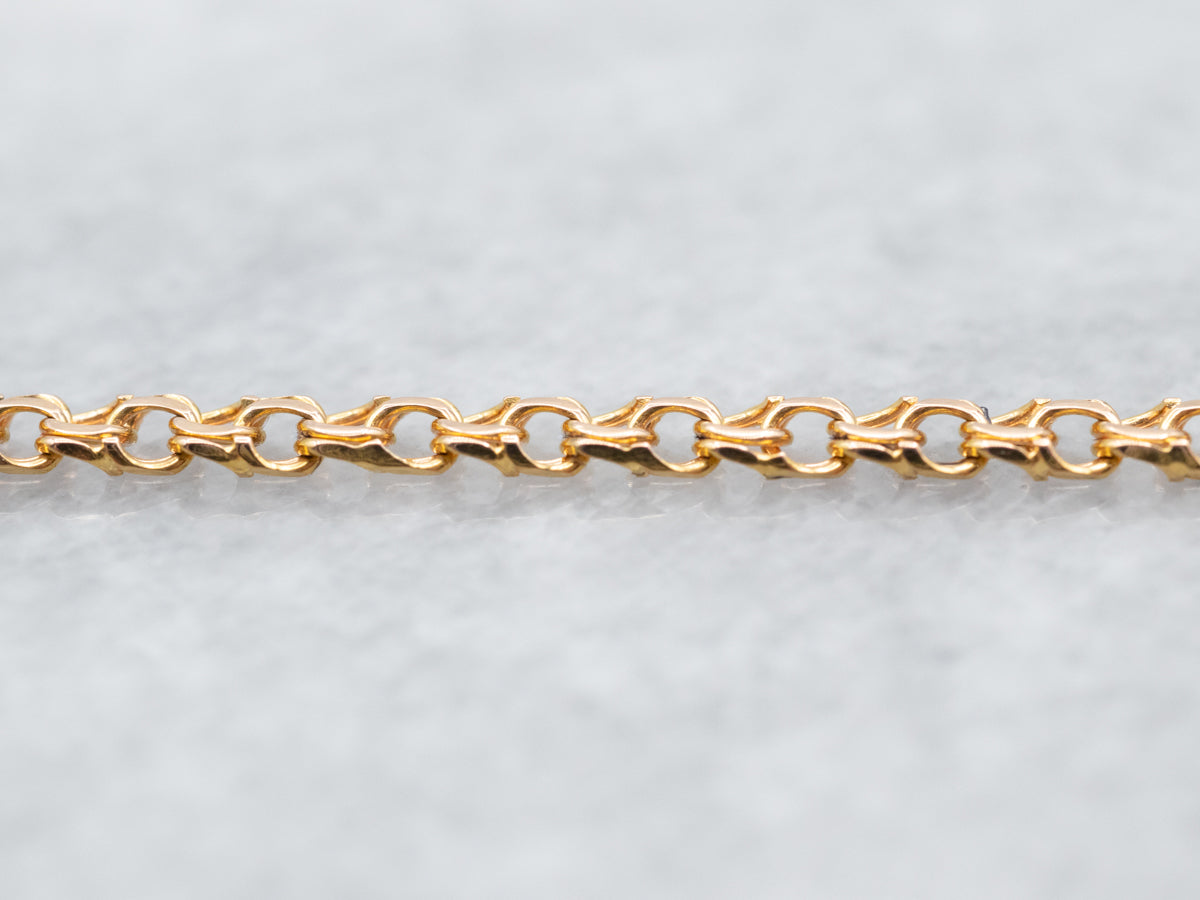 19K Yellow Gold Fancy Curb Chain