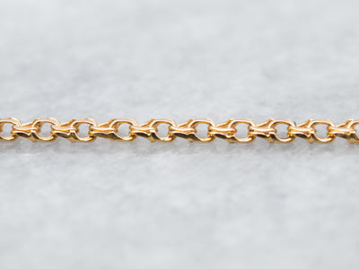 19K Yellow Gold Fancy Curb Chain Necklace