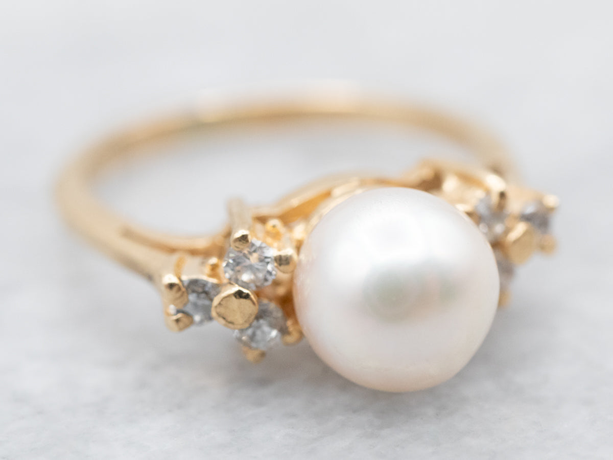 Vintage Pearl and Diamond Ring