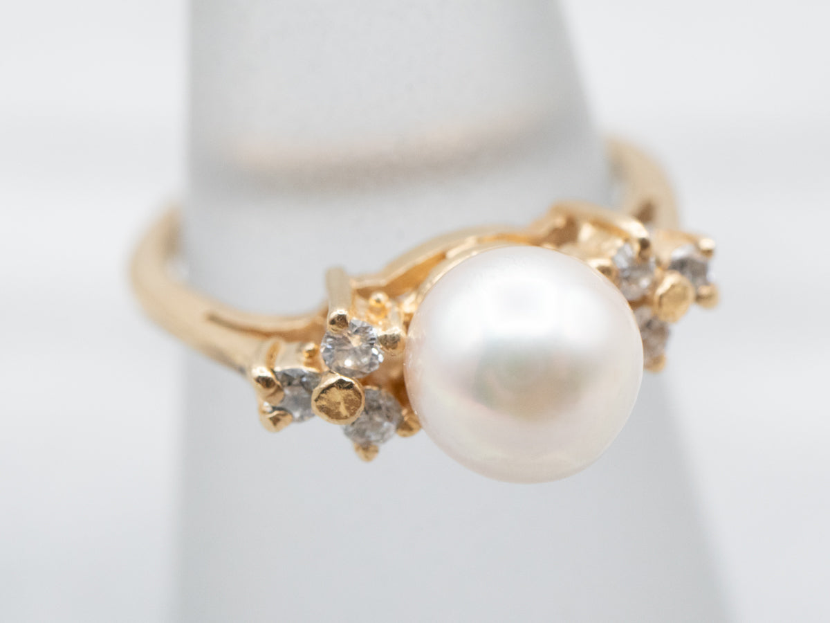 Vintage Pearl and Diamond Ring