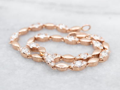 Rose Gold Diamond Marquise Link Bracelet