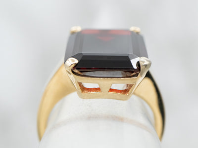 Emerald Cut Pyrope Garnet Solitaire Ring