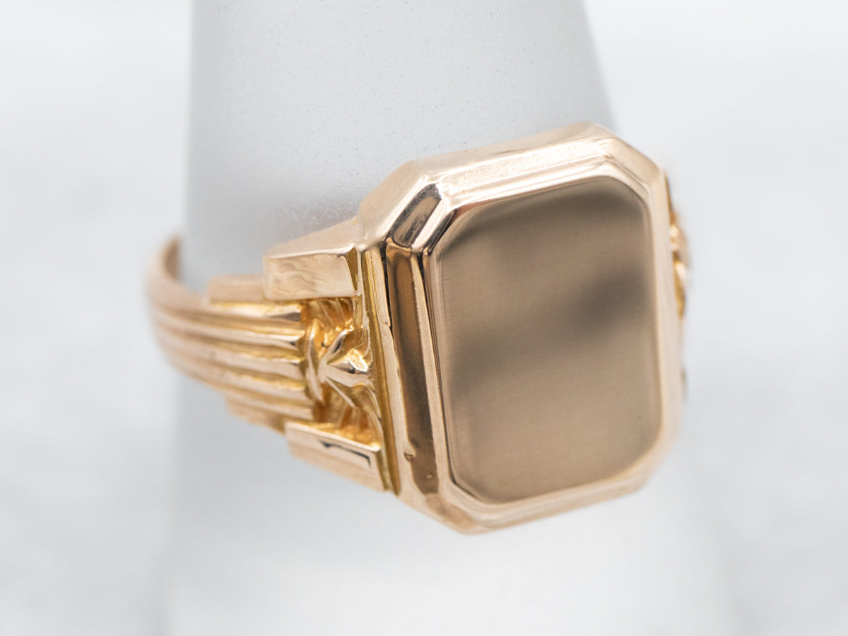 Unisex Vintage Octagonal Top Signet Ring