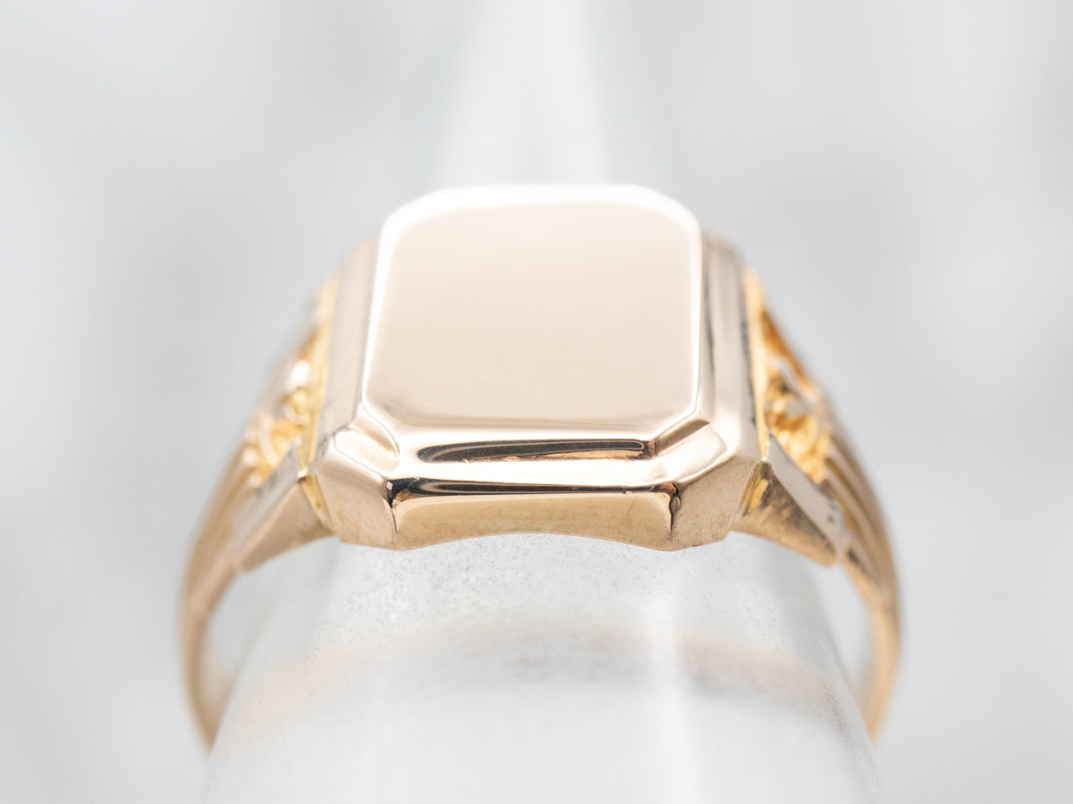 Unisex Vintage Octagonal Top Signet Ring