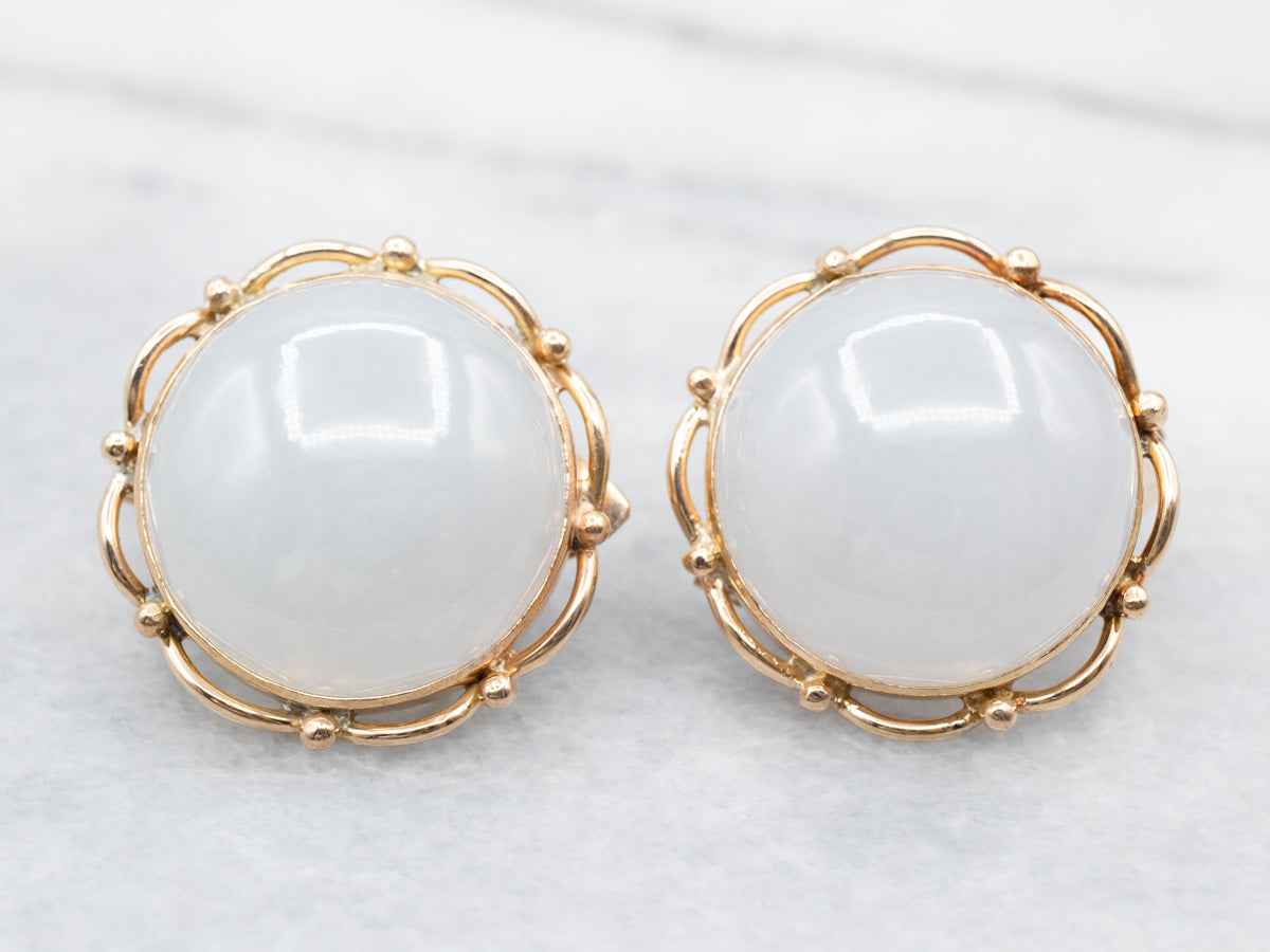 Bold Lavender Jadeite Gold Stud Earrings
