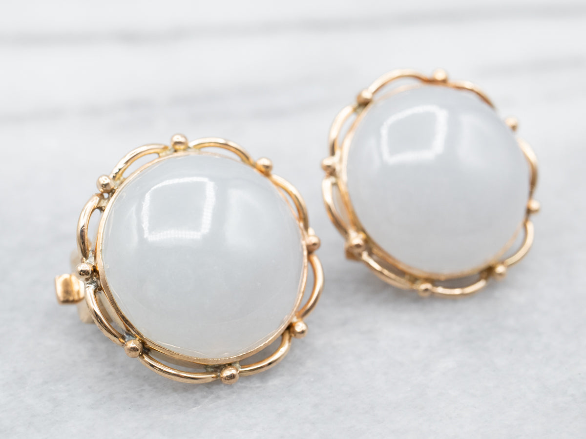 Bold Lavender Jadeite Gold Stud Earrings