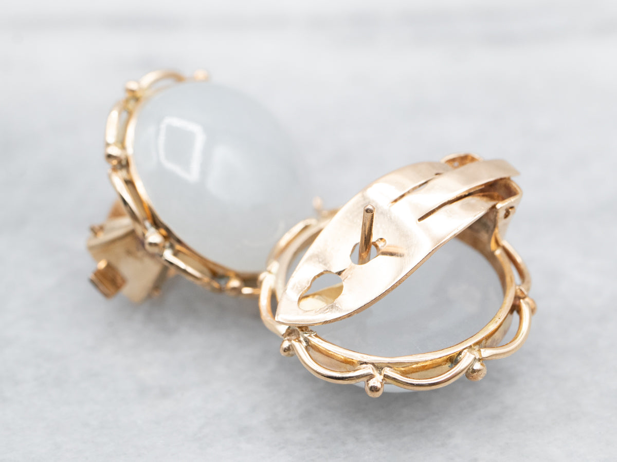 Bold Lavender Jadeite Gold Stud Earrings