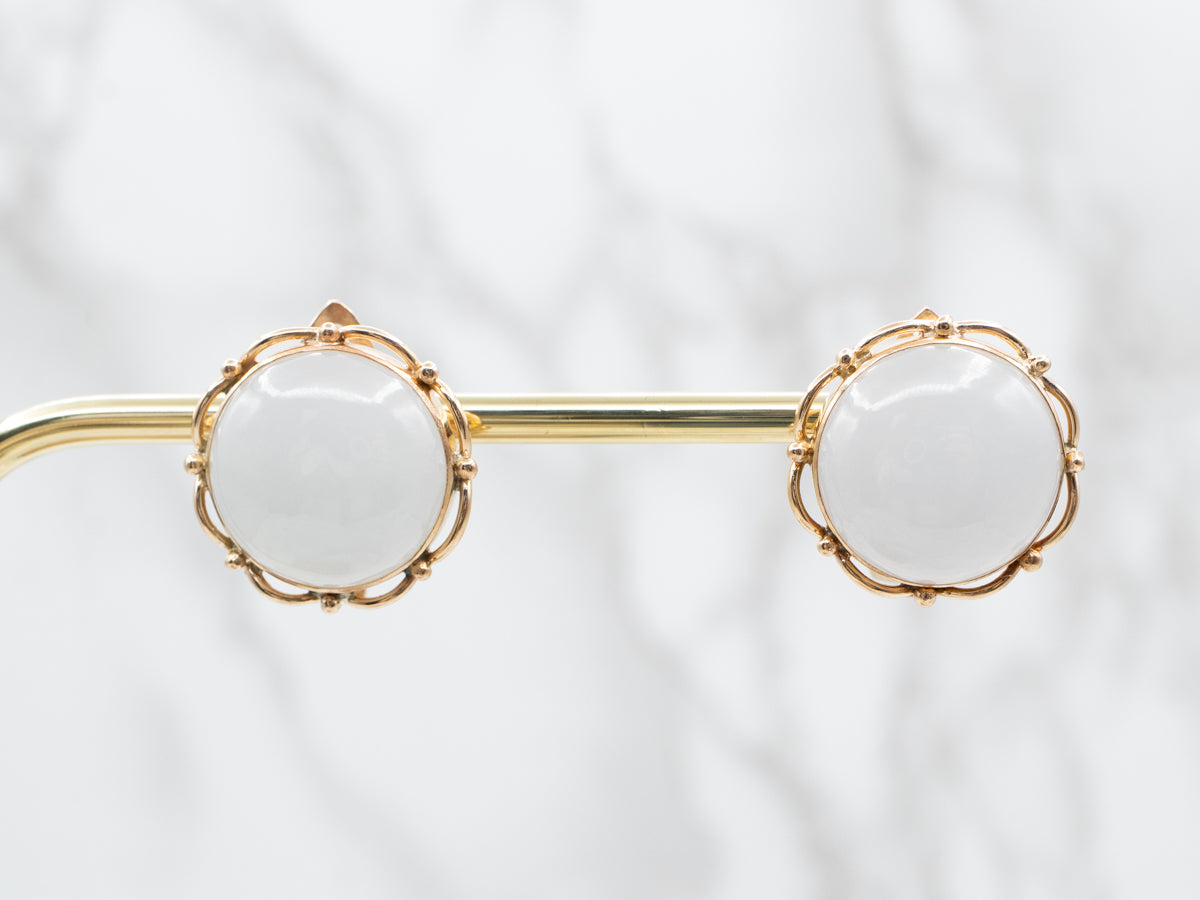 Bold Lavender Jadeite Gold Stud Earrings