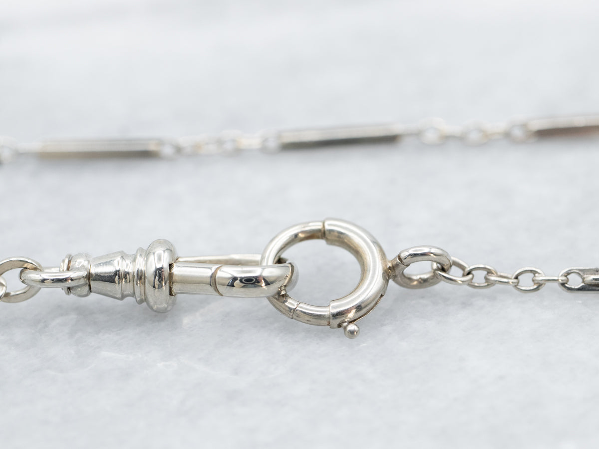 White Gold Retro Era Pocket Watch Chain