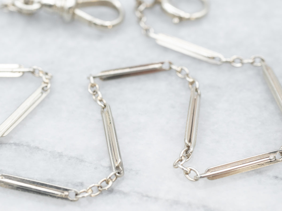 White Gold Retro Era Pocket Watch Chain