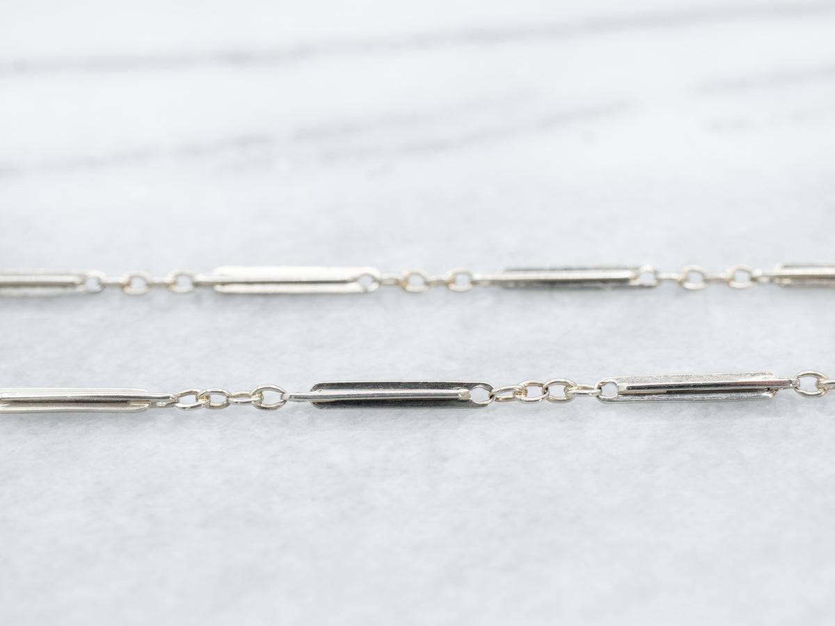 White Gold Retro Era Pocket Watch Chain