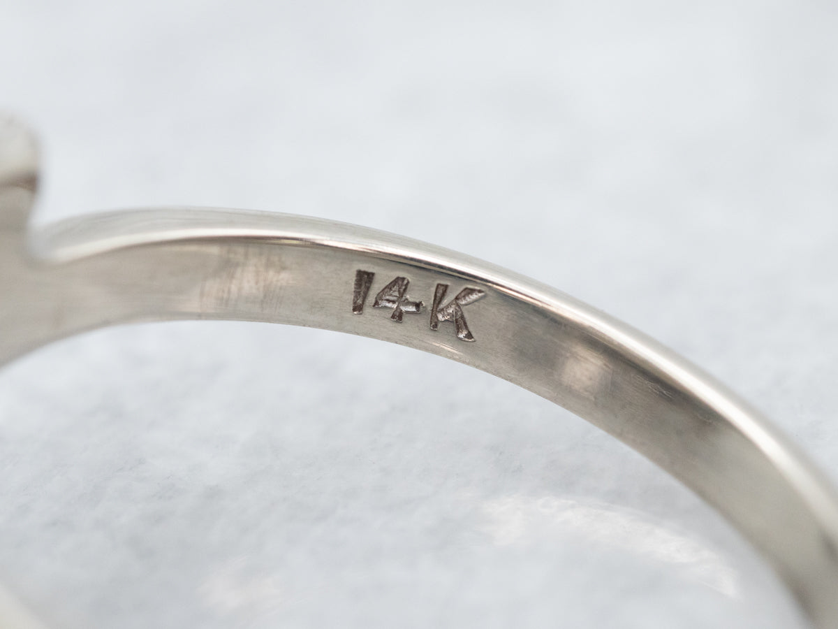 Retro Era Blue Zircon and Diamond Bypass Ring