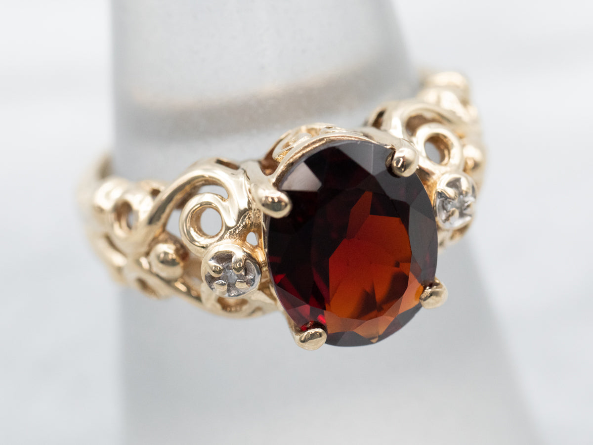 Glamorous Garnet and Diamond Ring