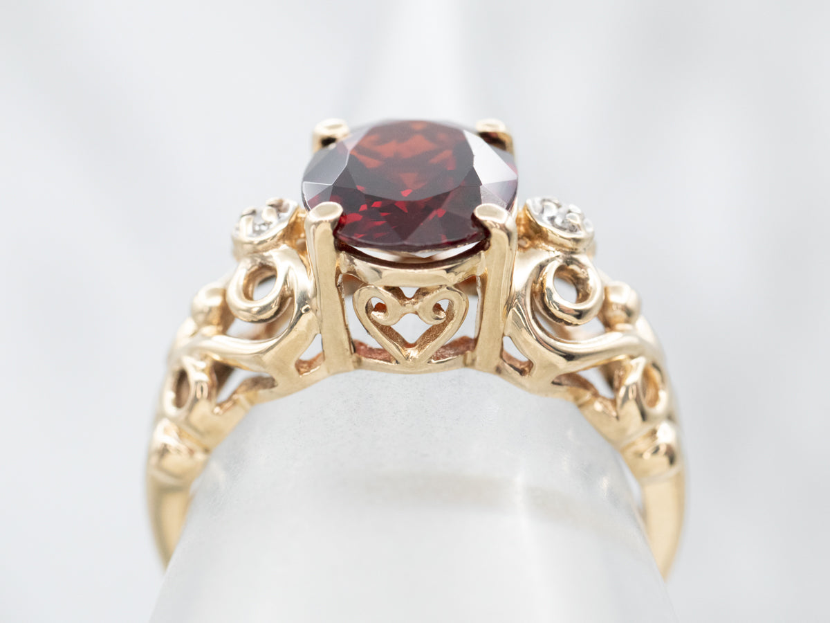 Glamorous Garnet and Diamond Ring