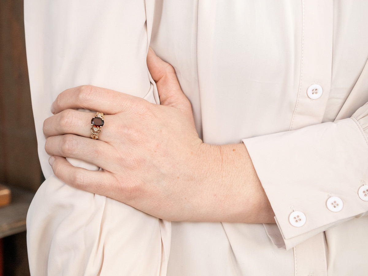 Glamorous Garnet and Diamond Ring