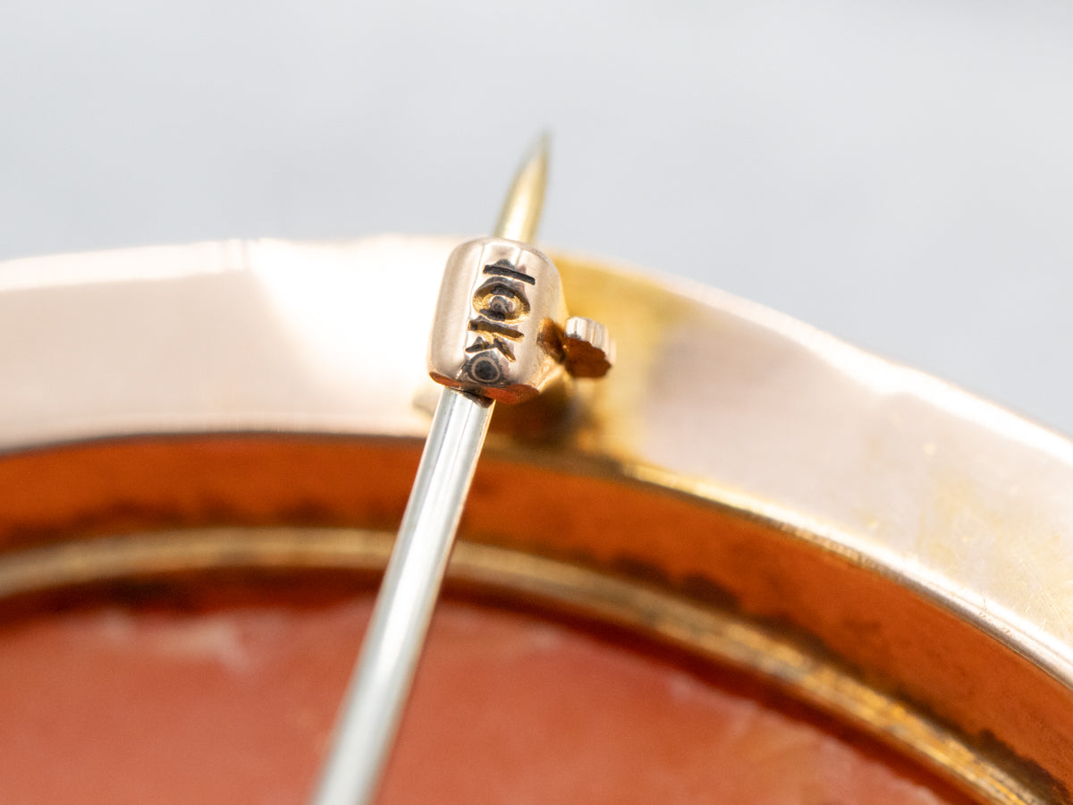 Vintage Florid Cameo Solitaire Brooch