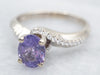 Modern Purple Sapphire and Diamond Bypass Engagement Ring