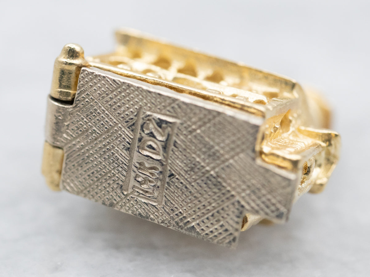 Vintage Newlyweds Gold Chapel Charm