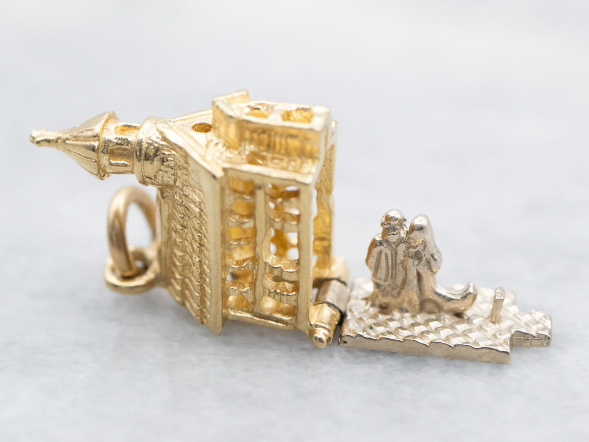 Vintage Newlyweds Gold Chapel Charm