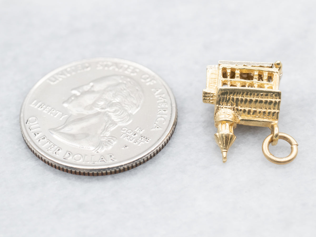 Vintage Newlyweds Gold Chapel Charm