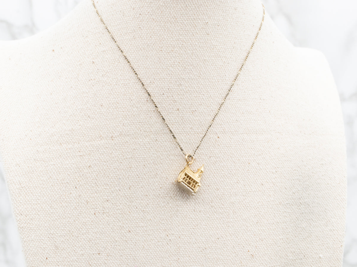 Vintage Newlyweds Gold Chapel Charm