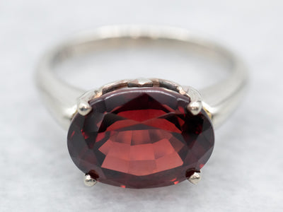 East-West Garnet Solitaire Ring