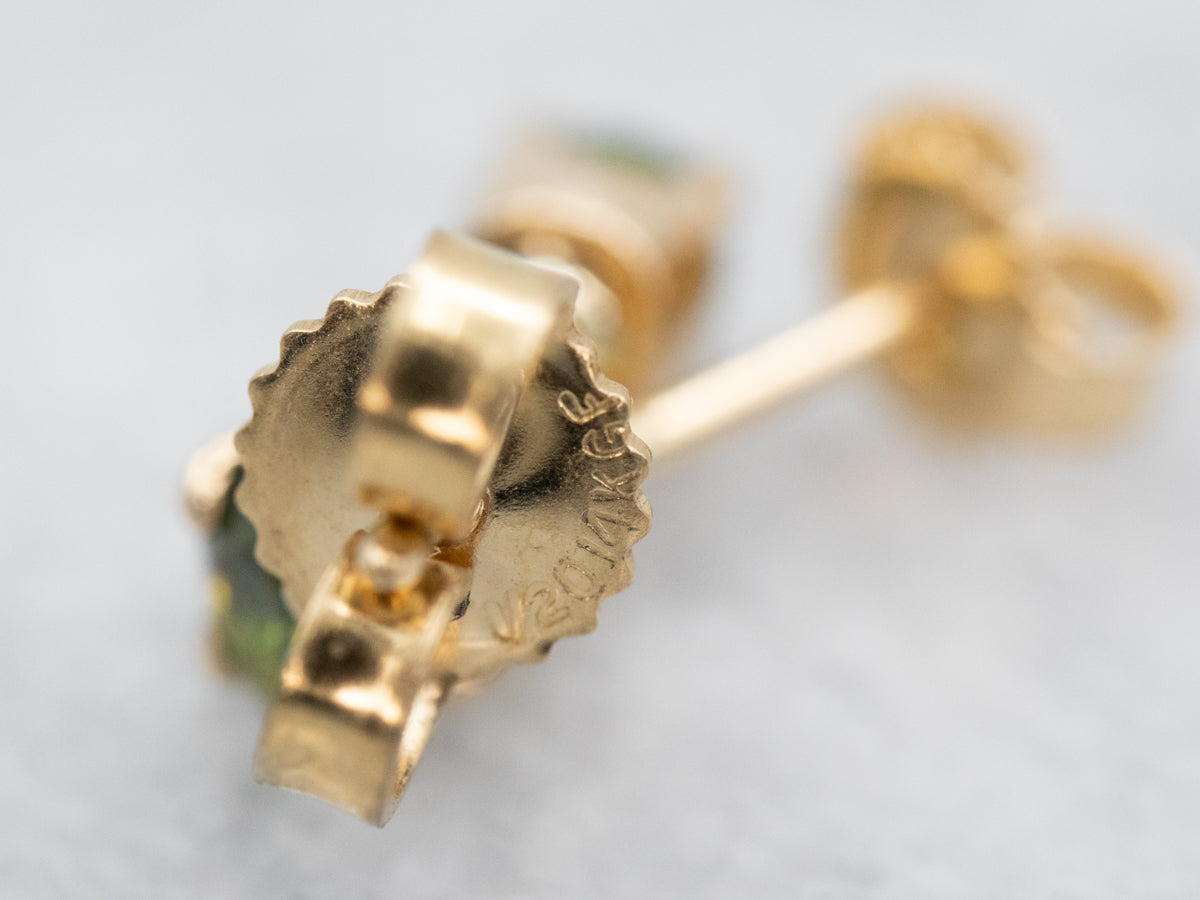 Demantoid Garnet Gold Stud Earrings