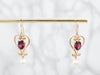 Ornate Pyrope Garnet and Pearl Drop Earrings