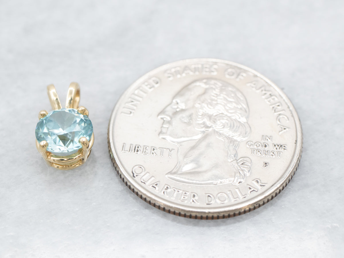 Simple Blue Zircon Solitaire Pendant