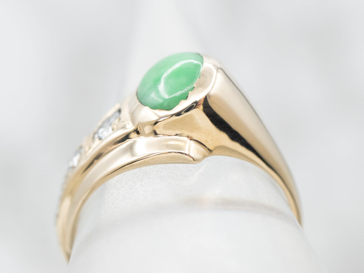 Modernist Jade and Diamond Ring