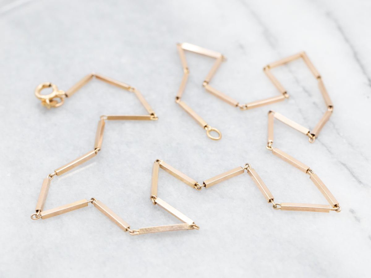 Bar Link Rose Gold Pocket Watch Chain