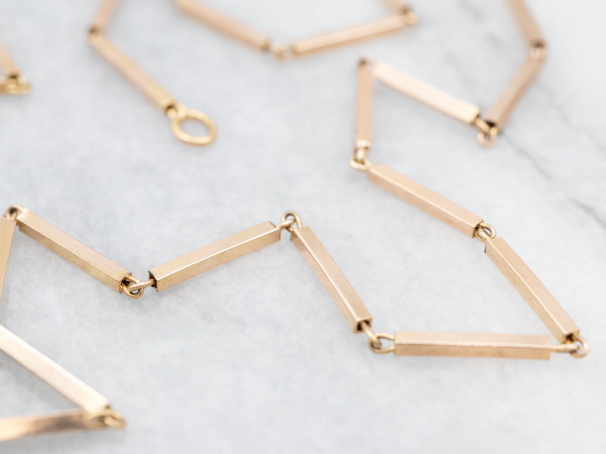 Bar Link Rose Gold Pocket Watch Chain