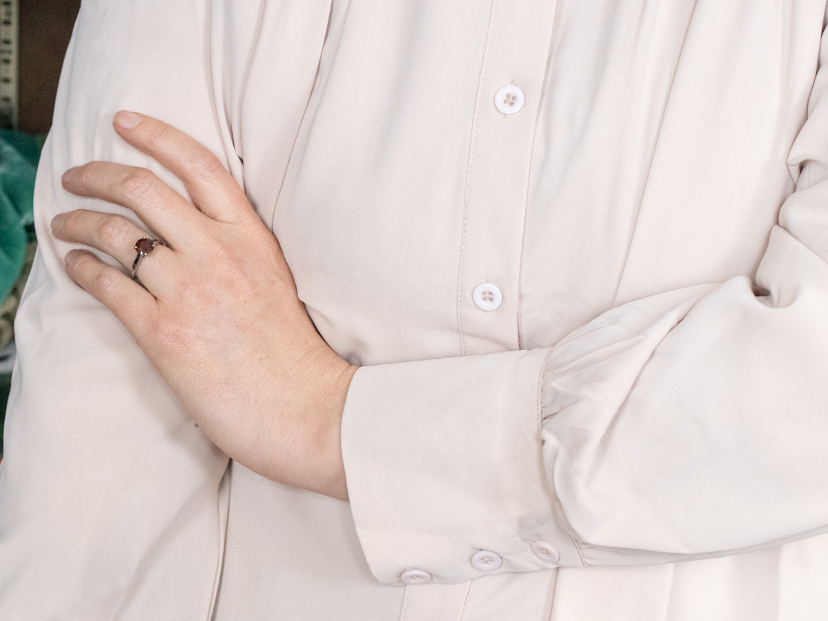 White Gold Pyrope Garnet and Synthetic Sapphire Ring