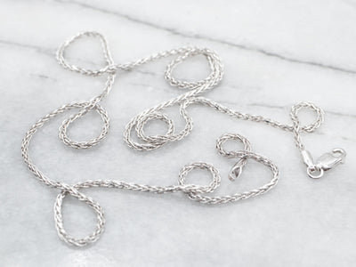 Thick 20-Inch White Gold Wheat Chain