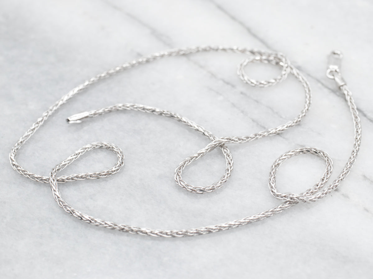 Thick 18-Inch White Gold Wheat Chain