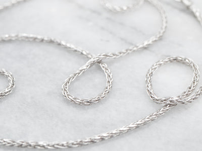 Thick 18-Inch White Gold Wheat Chain
