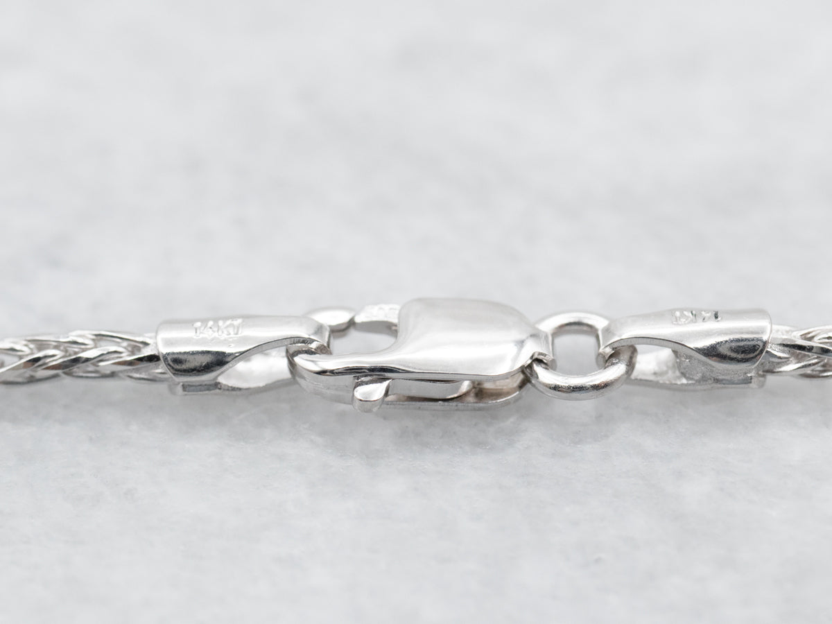 Thick 18-Inch White Gold Wheat Chain