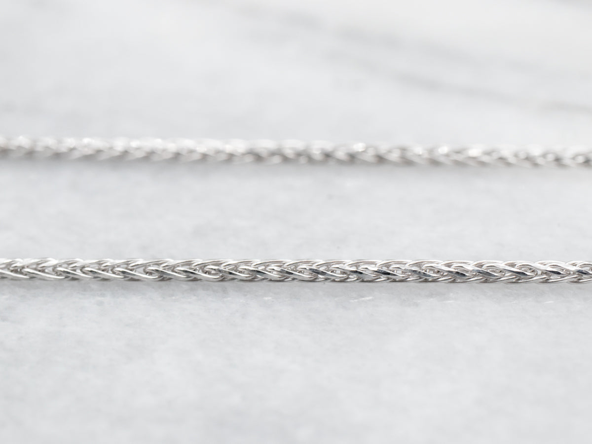Thick 18-Inch White Gold Wheat Chain