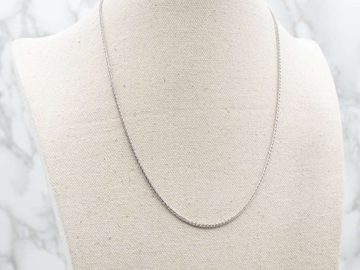 Thick 18-Inch White Gold Wheat Chain