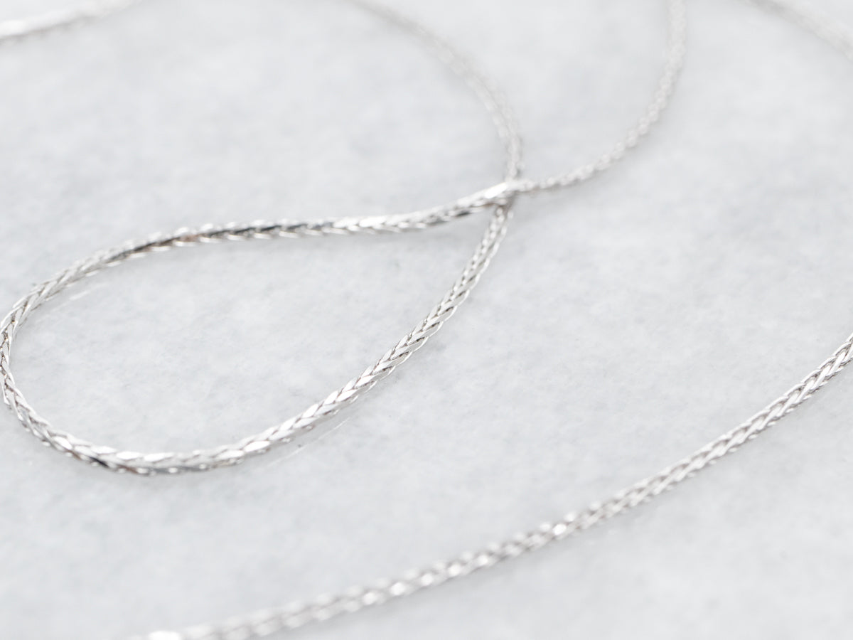 20 Inch White Gold Wheat Chain