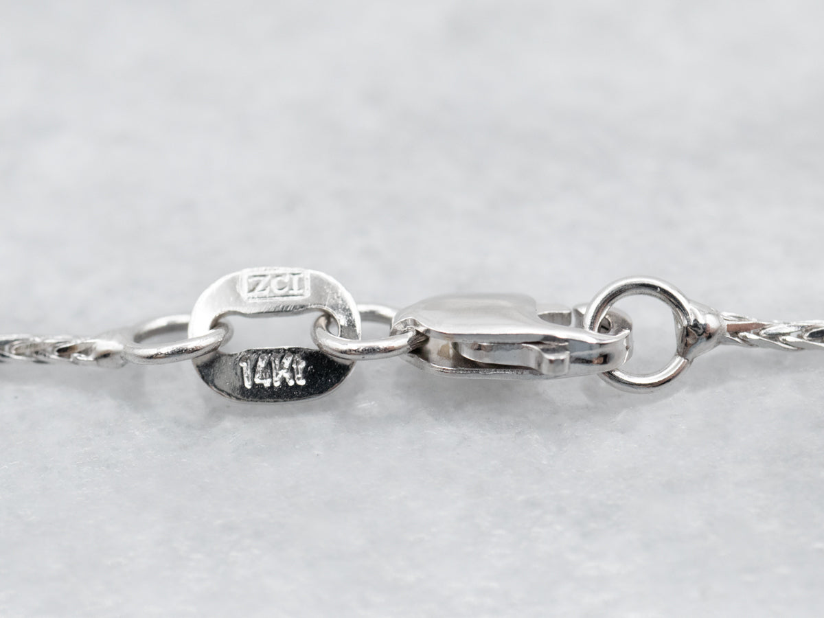 20 Inch White Gold Wheat Chain