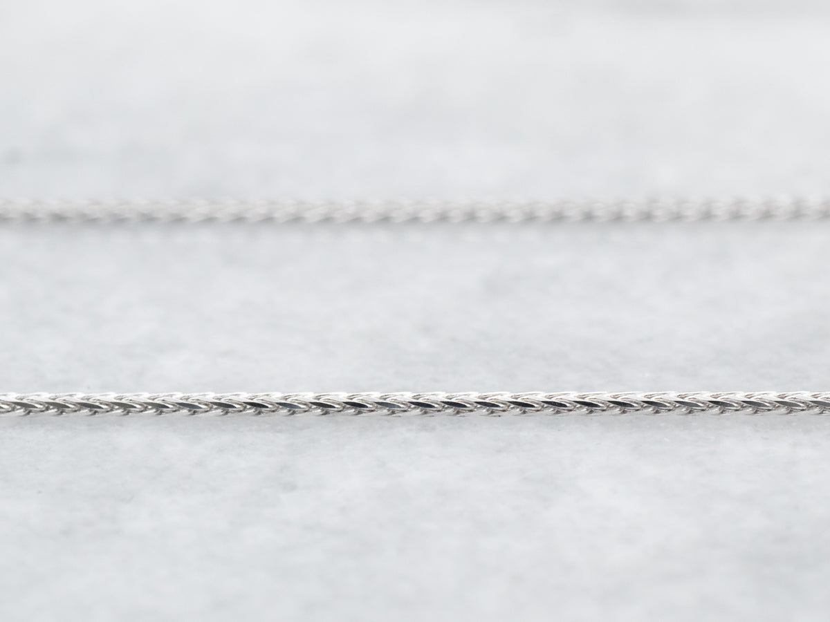 20 Inch White Gold Wheat Chain