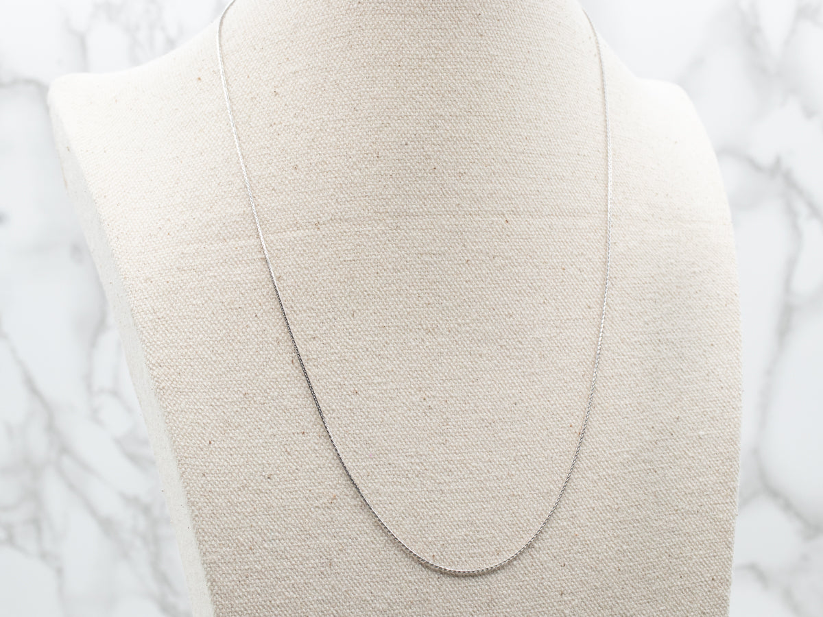 20 Inch White Gold Wheat Chain