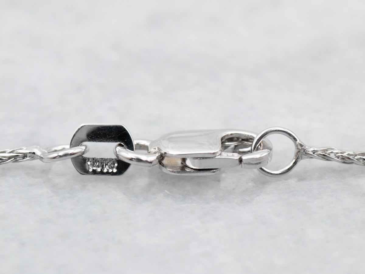 Thin 18 Inch White Gold Wheat Chain