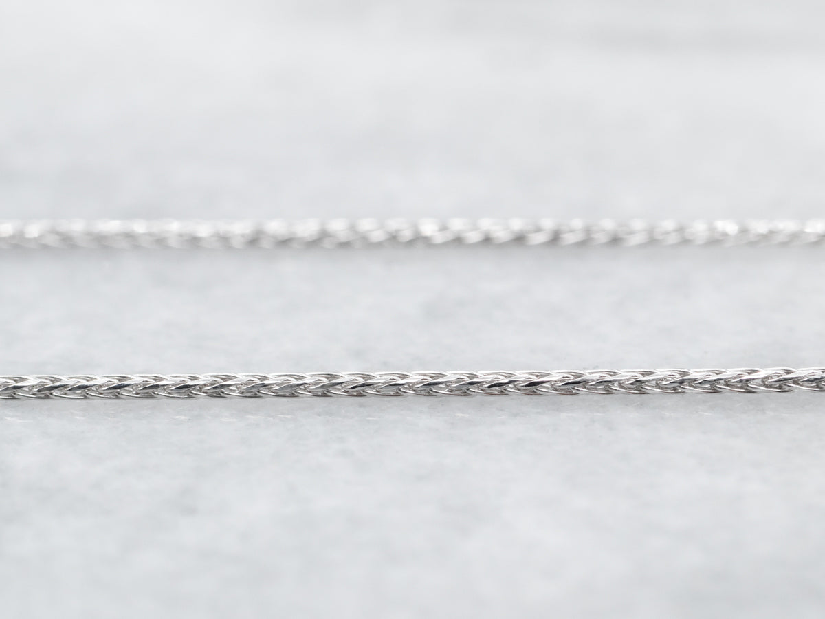 Thin 18 Inch White Gold Wheat Chain