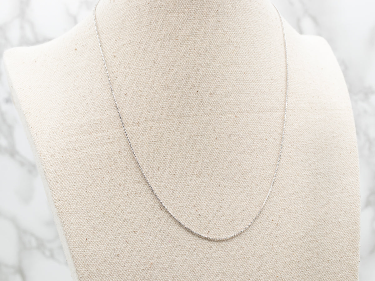 Thin 18 Inch White Gold Wheat Chain